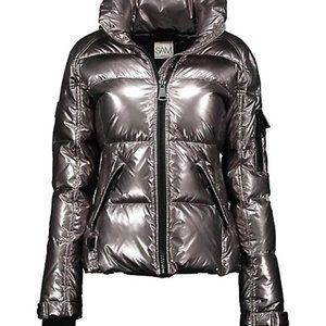 Sam. Freestyle Down Puffer Jacket in Gunmetal. Size Medium.